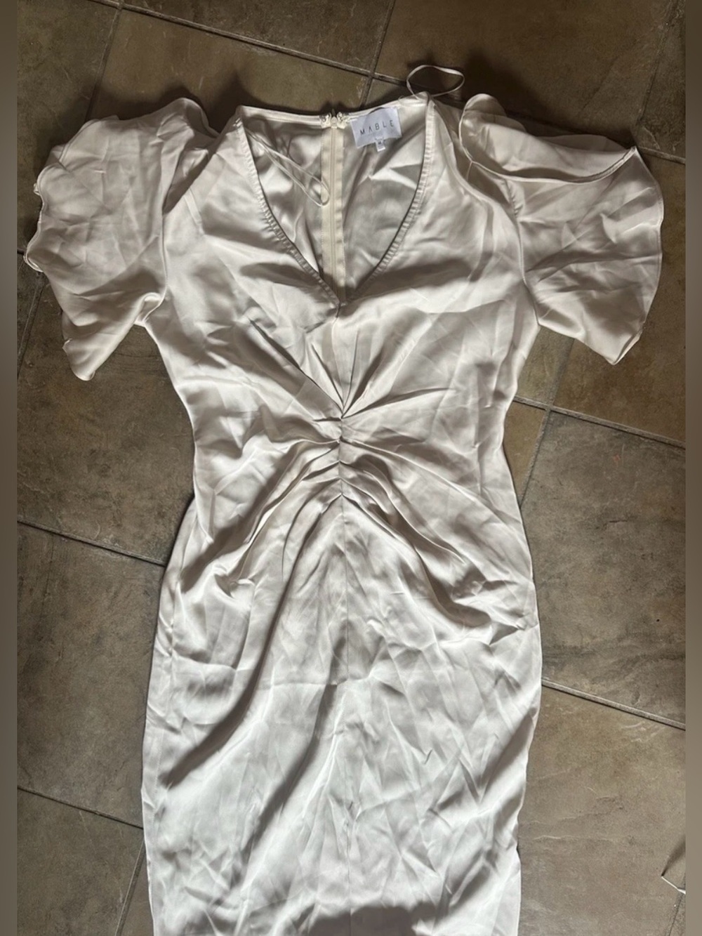 Mable Women’s Ruched Satin Long Dress, Size Medium Brand New With Tags